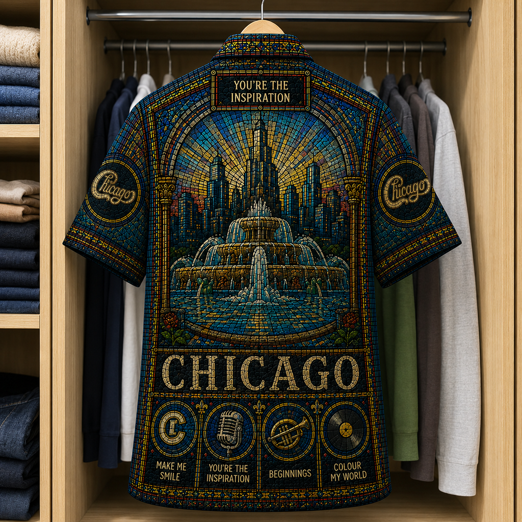 Chicago Stained Glass Hawaiian Shirt - Unisex Button Up