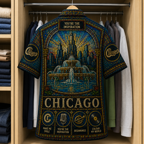 Chicago Stained Glass Hawaiian Shirt - Unisex Button Up