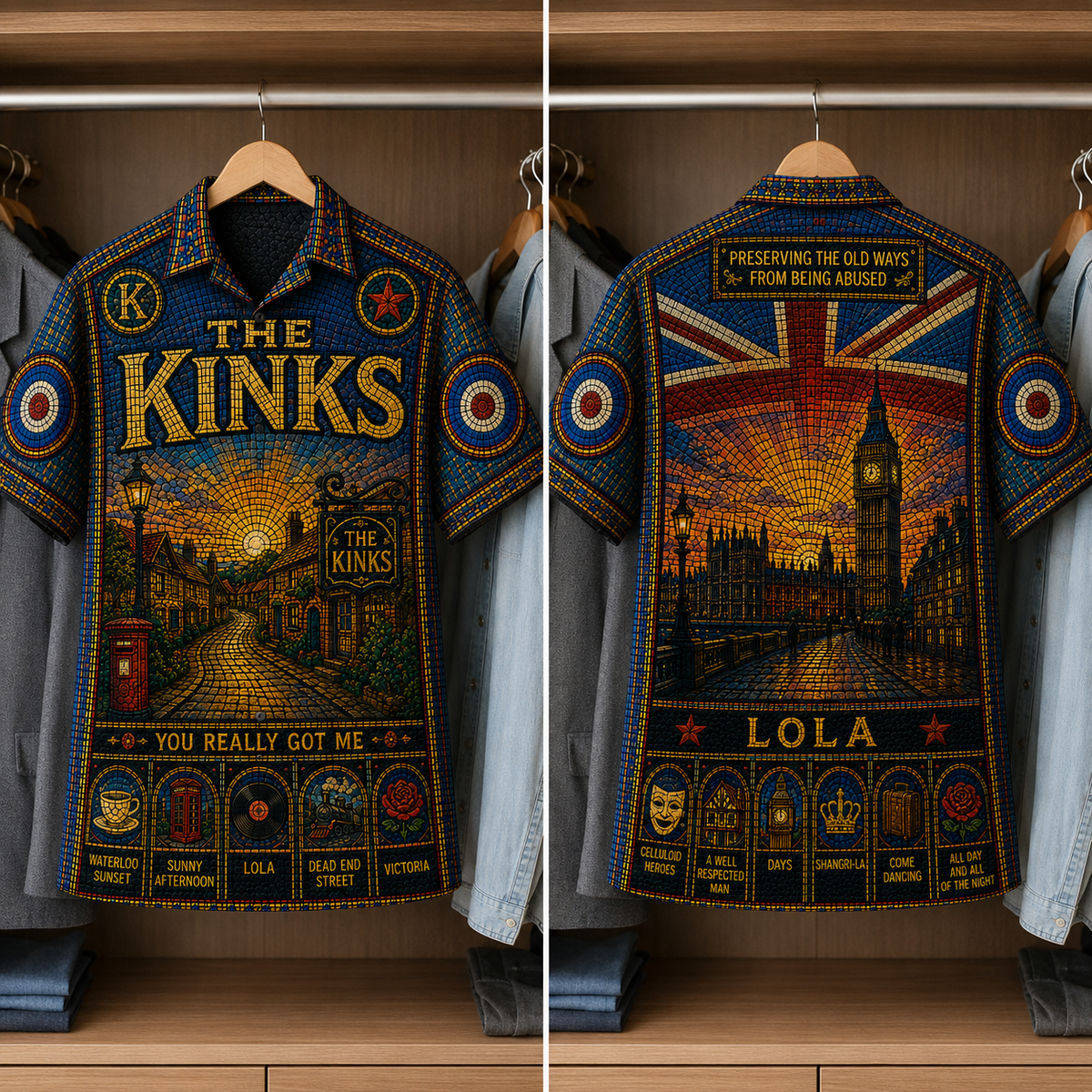 The Kinks Stained Glass Hawaiian Shirt - Unisex Button Up