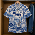 Billy Joel Tropical Blue Hawaiian Shirt - Unisex Music Collage Button Up
