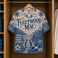 FleetWood Mac Special Edition Tropical Blue Hawaiian Shirt - Unisex Music Collage Button Up