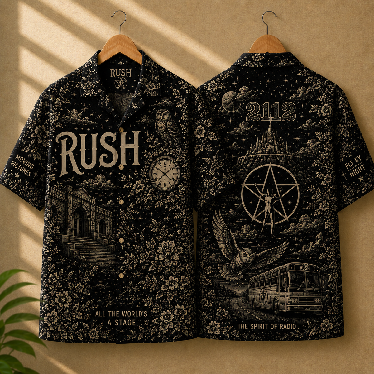 Rush Band Hawaiian Shirt - Classic Rock Vintage All-Over Print Button-Up Shirt