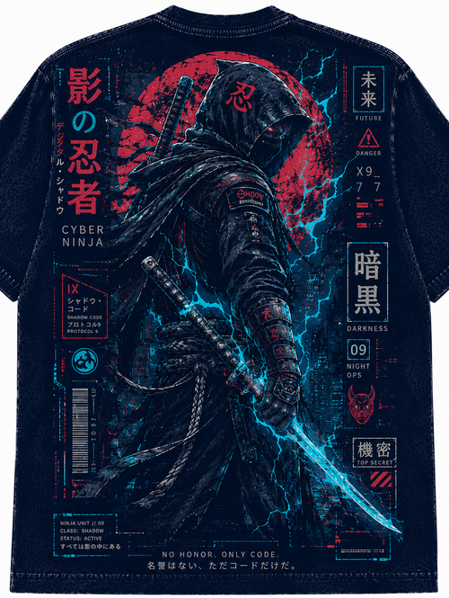 Cyber Ninja Japanese Inspired Graphic Vintage Tee