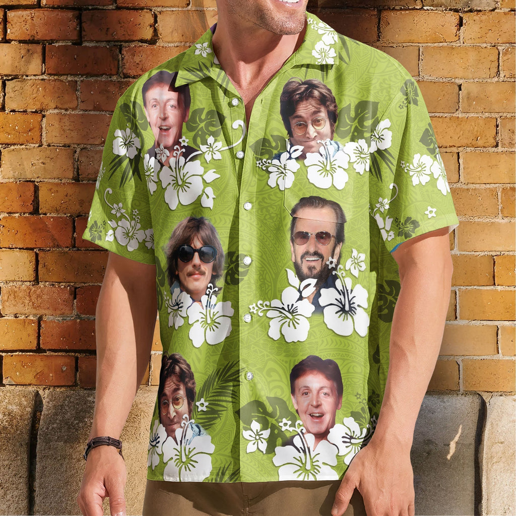 Vintage The Beatles Band Hawaiian Shirt Classic Rock Tropical Inspired Unisex Button-Up Shirt