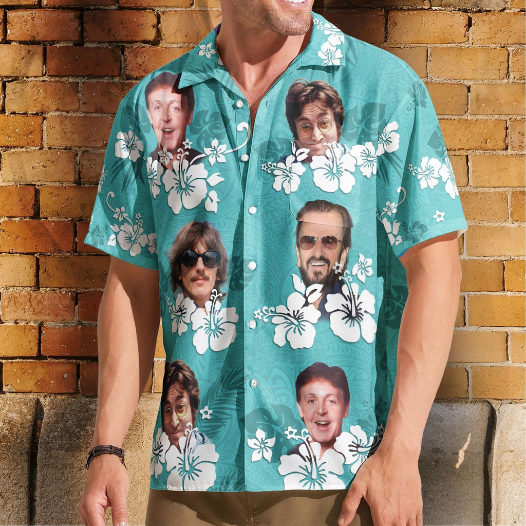 Vintage The Beatles Band Hawaiian Shirt Classic Rock Tropical Inspired Unisex Button-Up Shirt