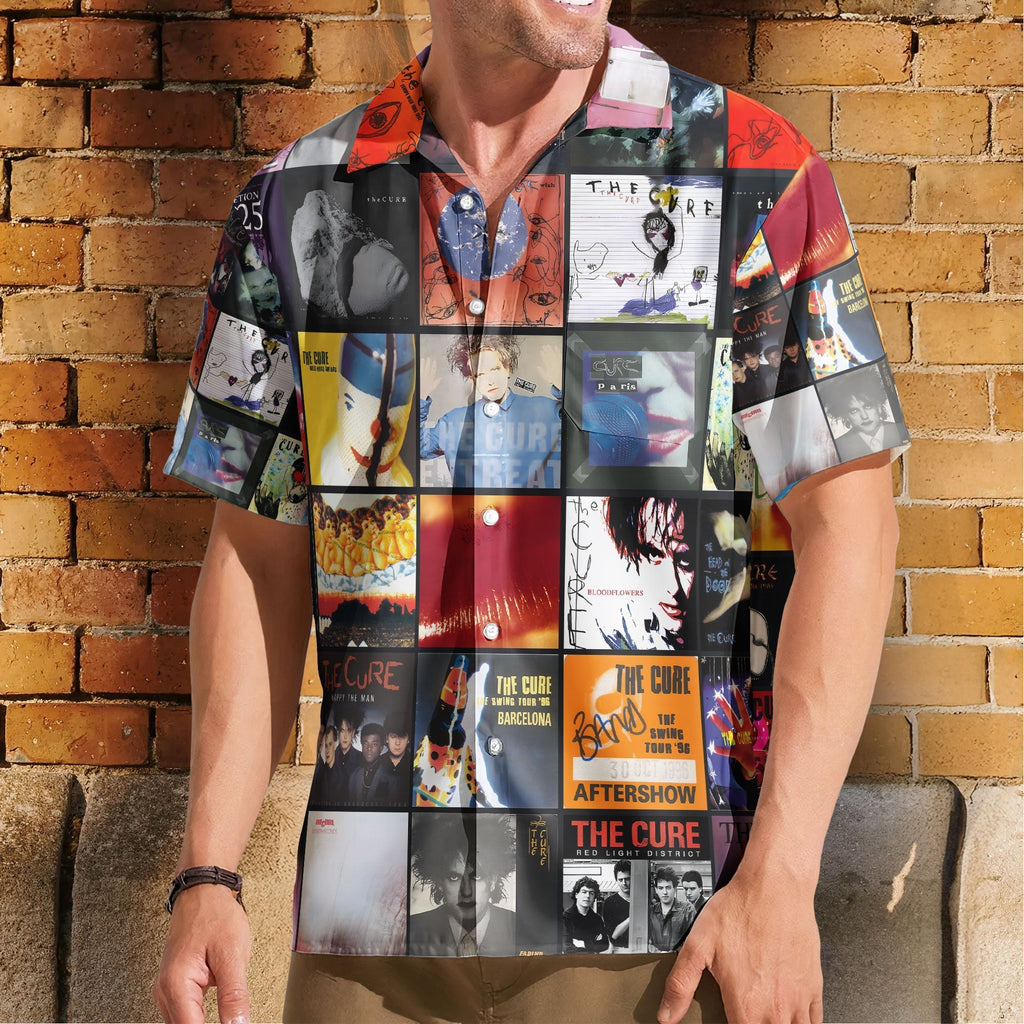 The Cure Hawaiian Shirt Album Cover Collage Alternative Rock Summer Button Up