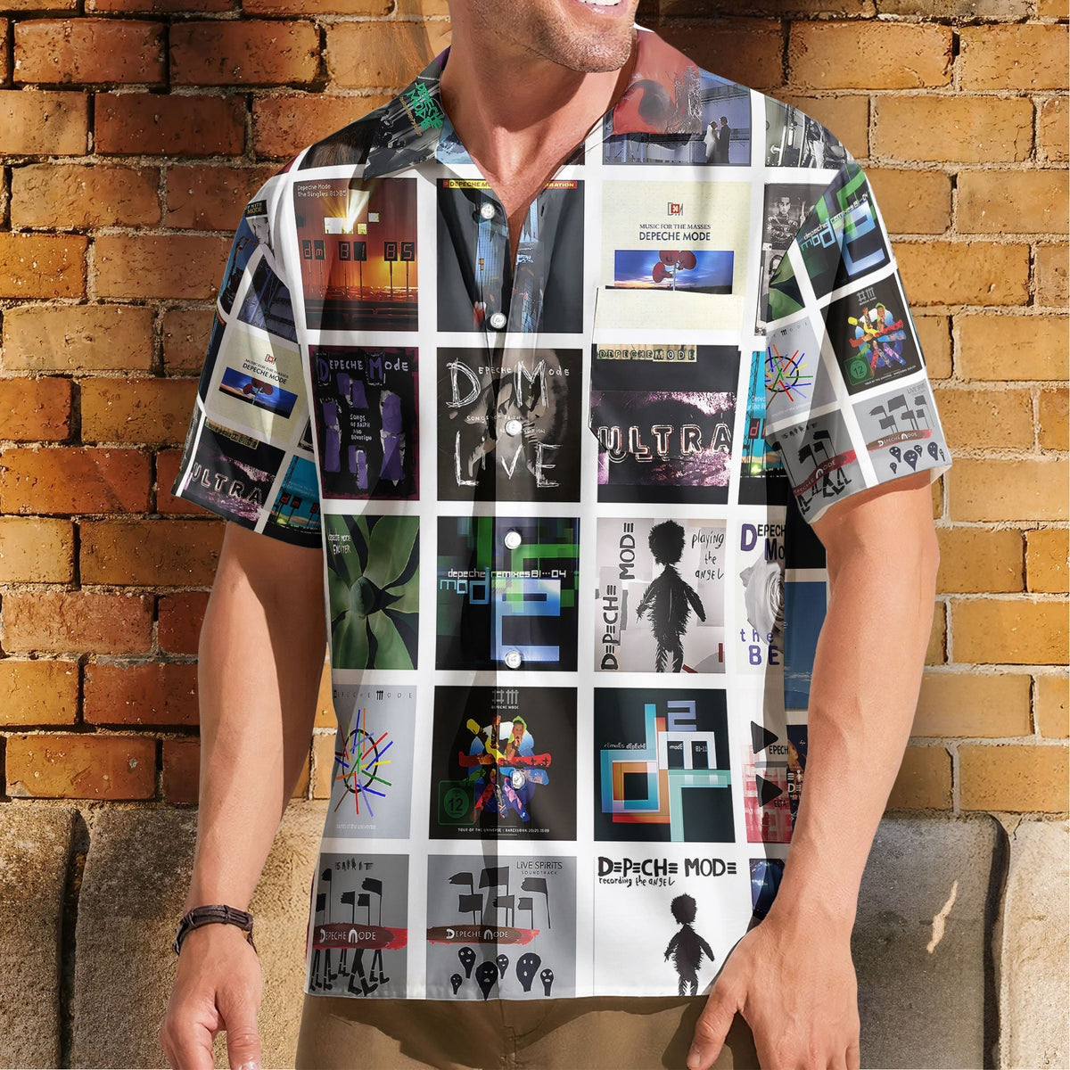 Depeche Mode Hawaiian Shirt Album Cover Collage Synth Pop Summer Button Up