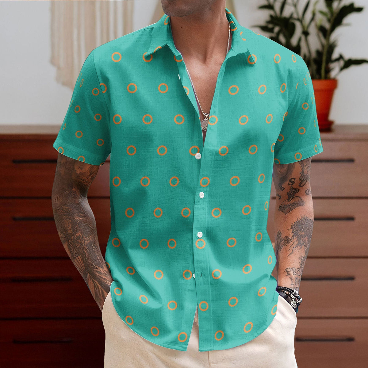 Phish Fishman Donut Button-up Shirt Hawaiian Shirt Retro Music Inspired Unisex Button-Up Shirt