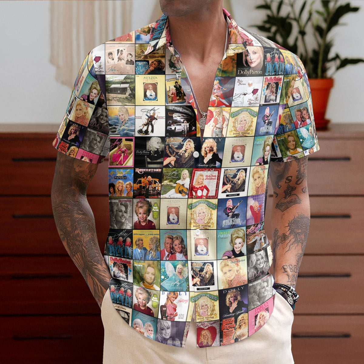 Dolly Parton Vintage Album Cover Collage Hawaiian Shirt Retro Music Album Art Inspired Unisex Shirt