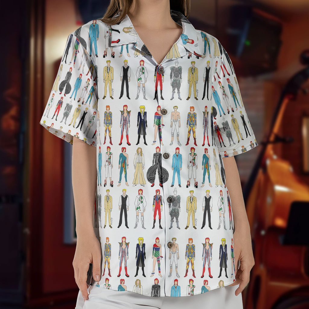David Bowie Cartoon Character Hawaiian Shirt Retro Music Inspired Shirt