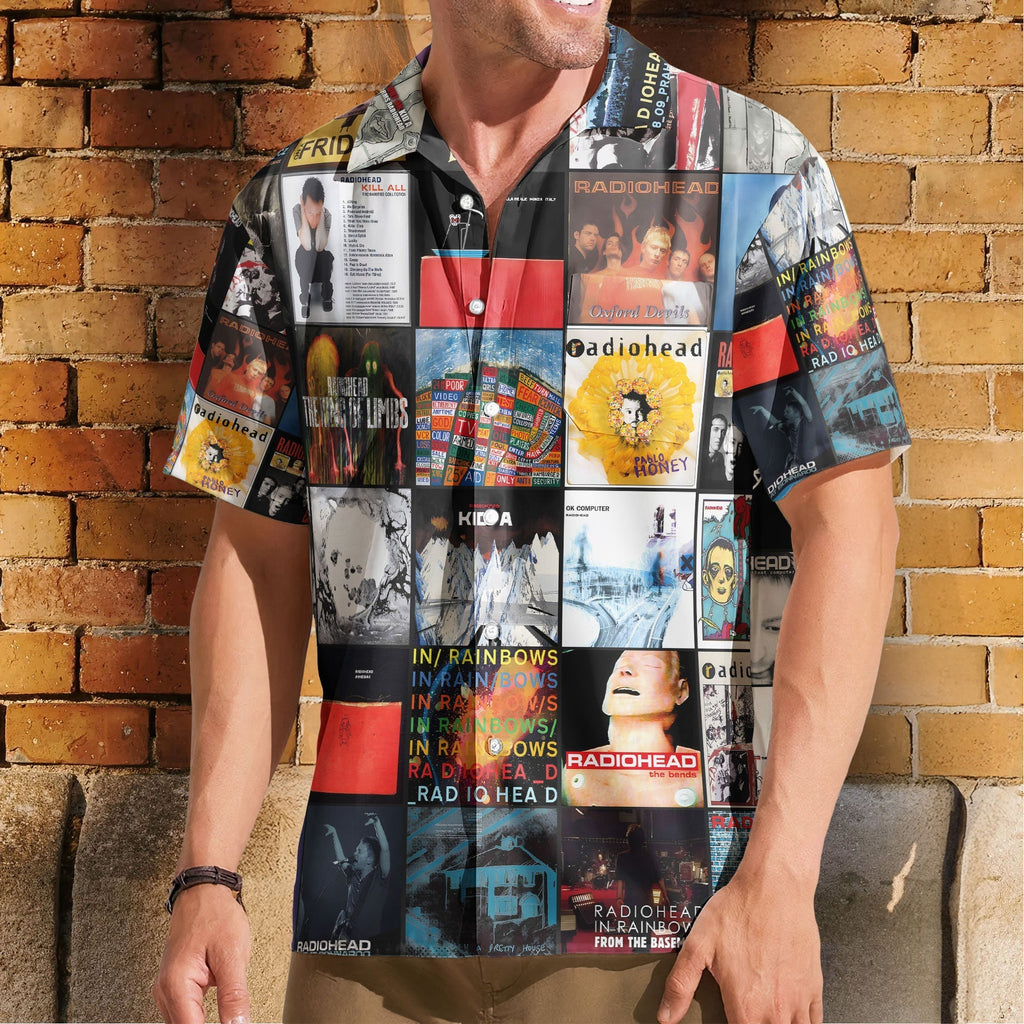 Radiohead Nostalgia Collage Hawaiian Shirt Iconic Album Memories Gift