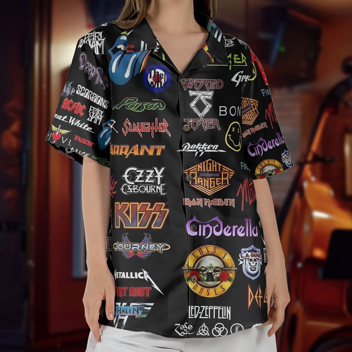 Rock Band Unisex Hawaiian Shirt Retro Music Inspired Aloha Shirt