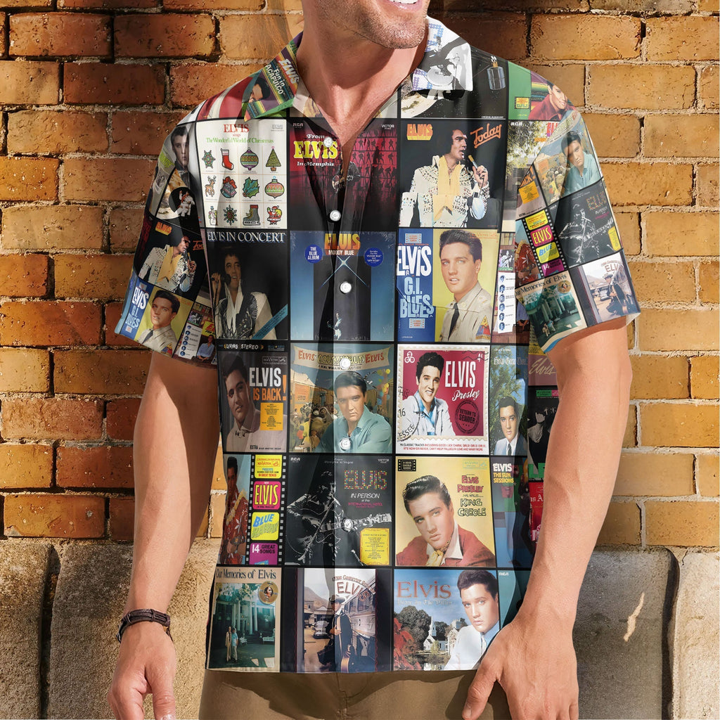 Elvis Presley Nostalgia Collage Hawaiian Shirt Classic Rock & Roll Memories Gift