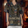 Ramones Hawaiian Shirt - Unisex Retro Hey Ho Lets Go Cathedral Window Button Up