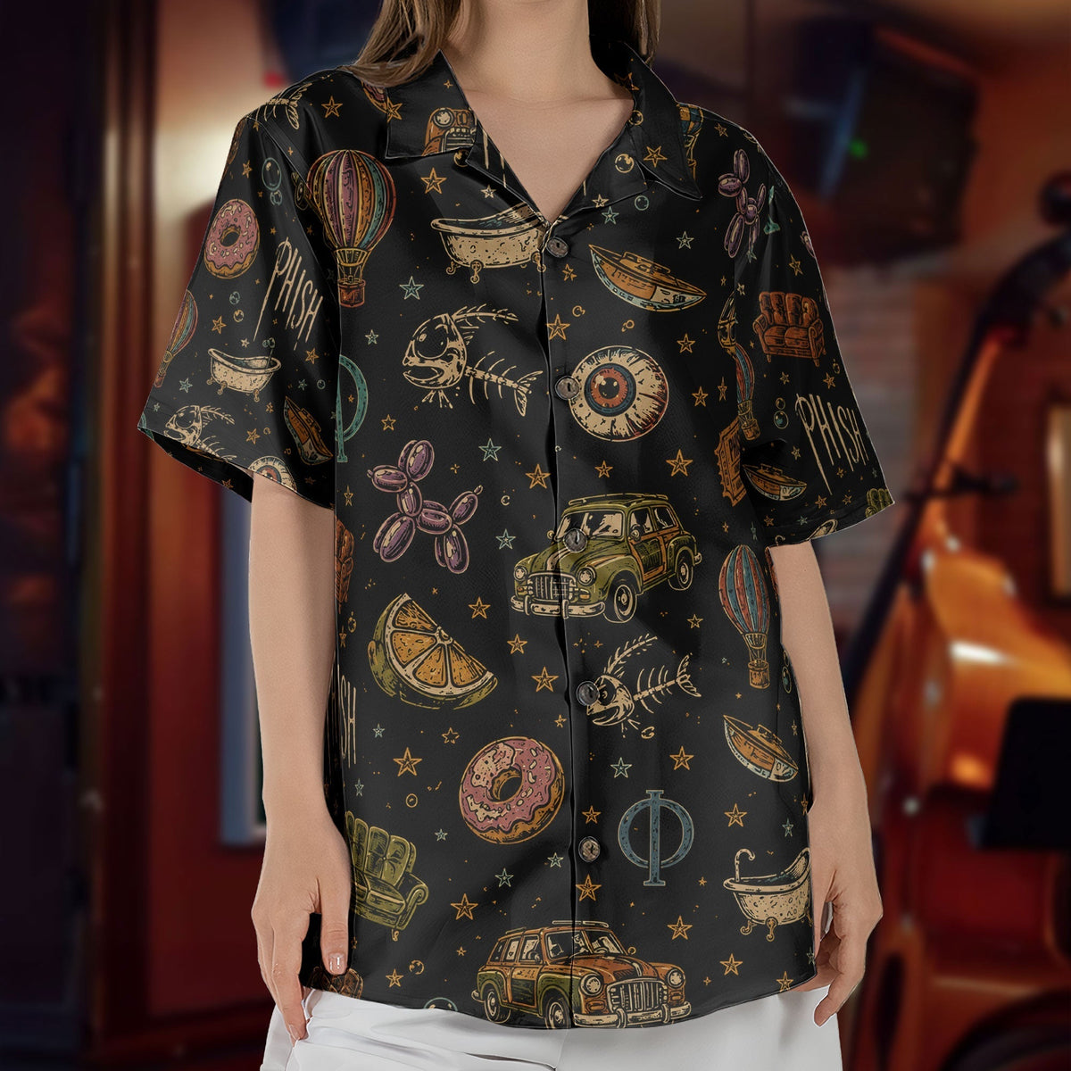Phish Cosmic Donut Jam Band Graphic All-Over Print Hawaiian Shirt Retro Music Album Art Inspired Unisex Shirt