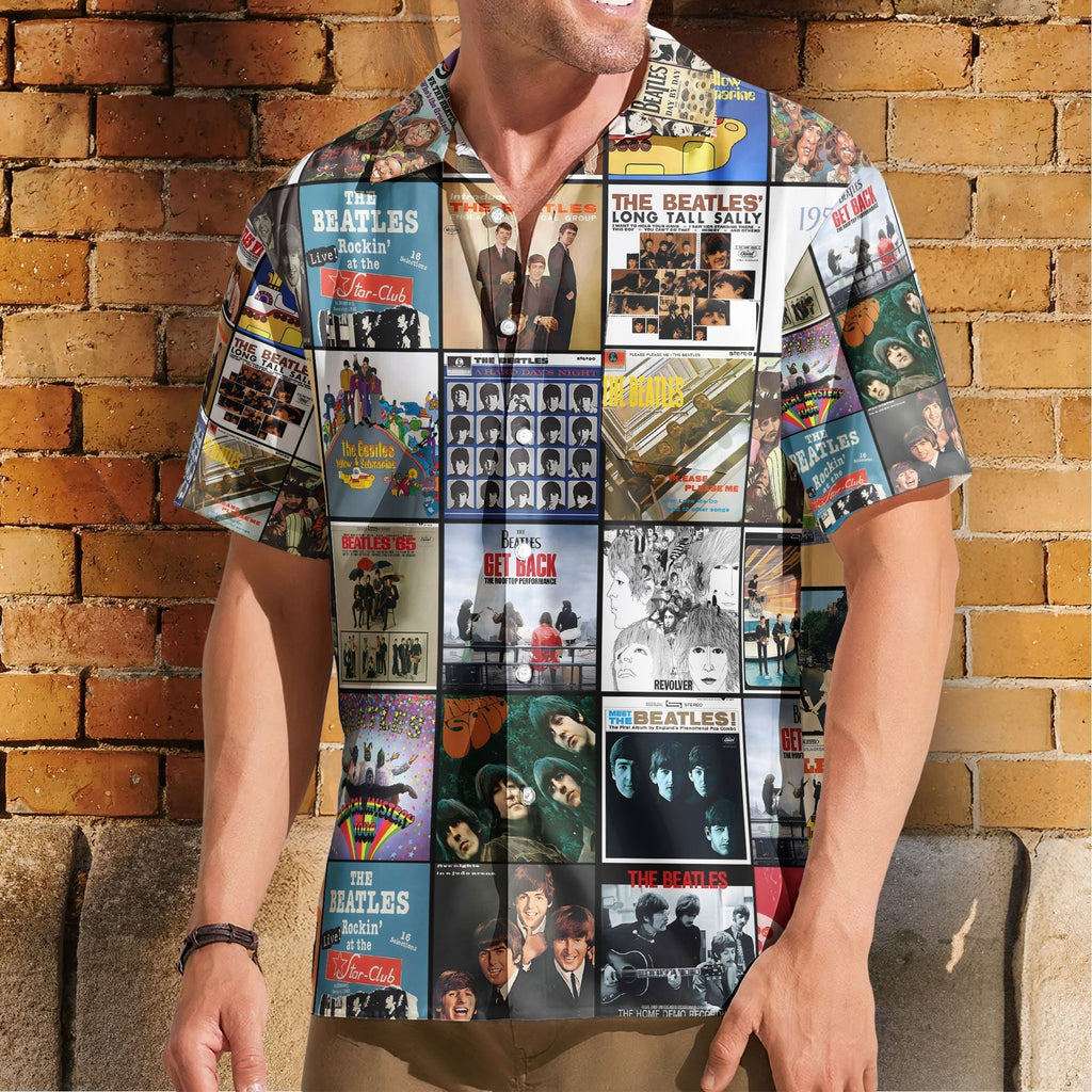 The Beatles Nostalgia Collage Hawaiian Shirt Vintage Album Memories Gift