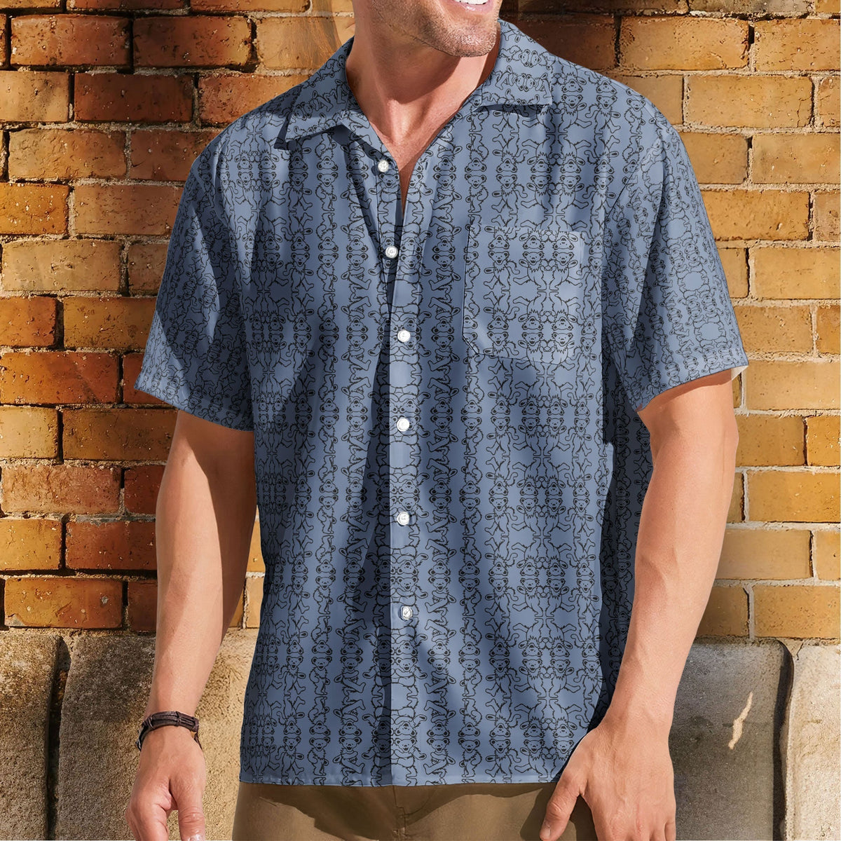 Grateful Dead Accent Hawaiian Shirt Dancing Bears All-Over Print Button-Up