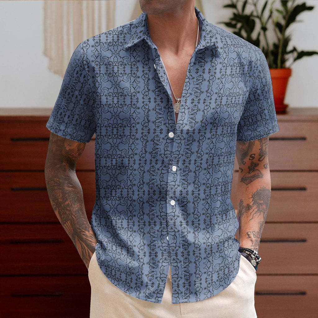 Grateful Dead Accent Hawaiian Shirt Dancing Bears All-Over Print Button-Up