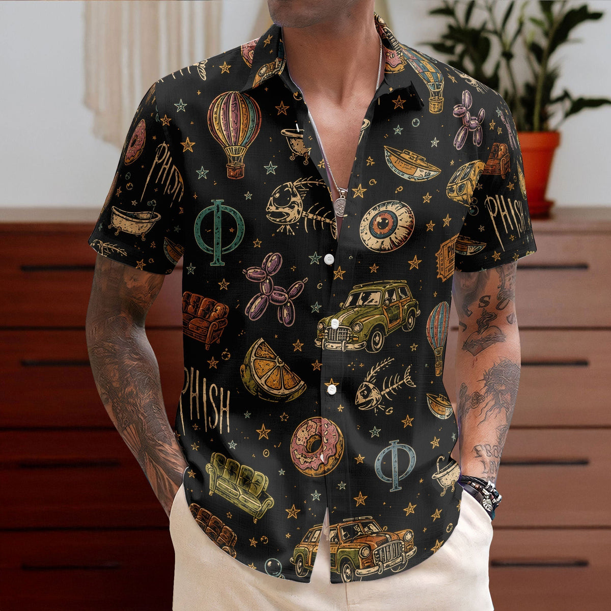 Phish Cosmic Donut Jam Band Graphic All-Over Print Hawaiian Shirt Retro Music Album Art Inspired Unisex Shirt