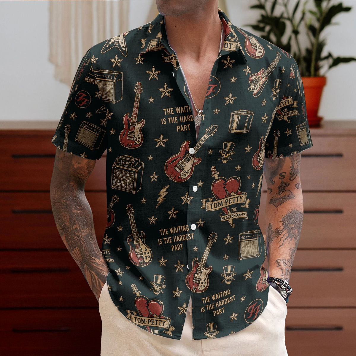 Tom Petty & The Heartbreakers The Waiting Is The Hardest Part Hawaiian Shirt Retro Music Album Art Inspired Unisex Shirt