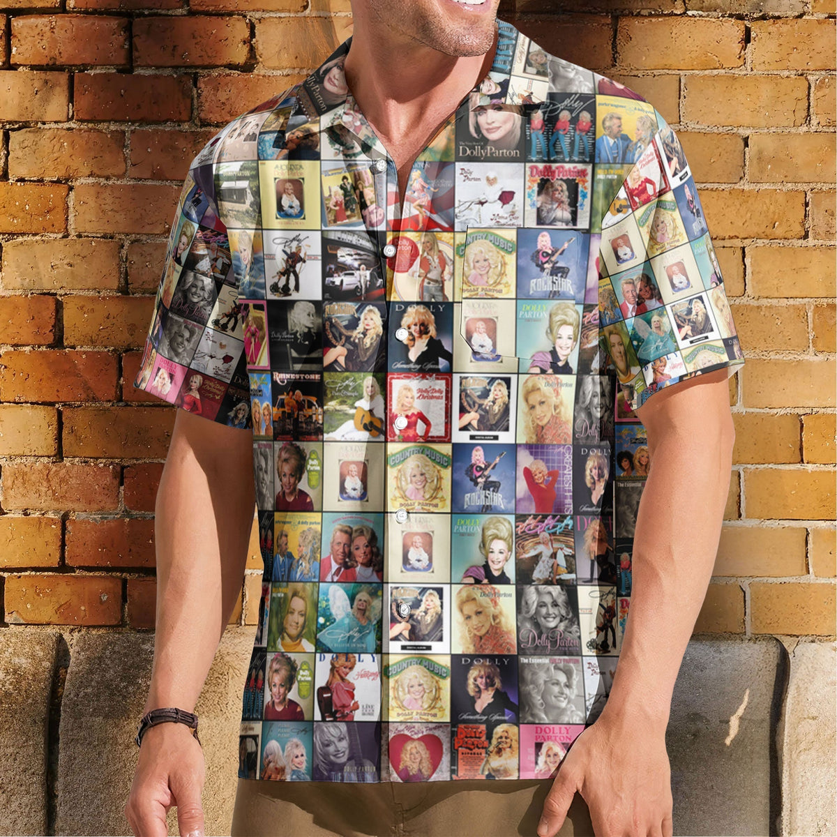 Dolly Parton Vintage Album Cover Collage Hawaiian Shirt Retro Music Album Art Inspired Unisex Shirt