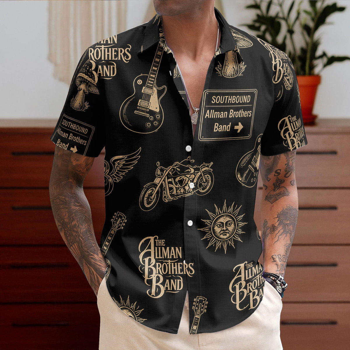 The Allman Brothers Band Iconic Logo Graphic All-Over Print Hawaiian Shirt Retro Music Album Art Inspired Shirt