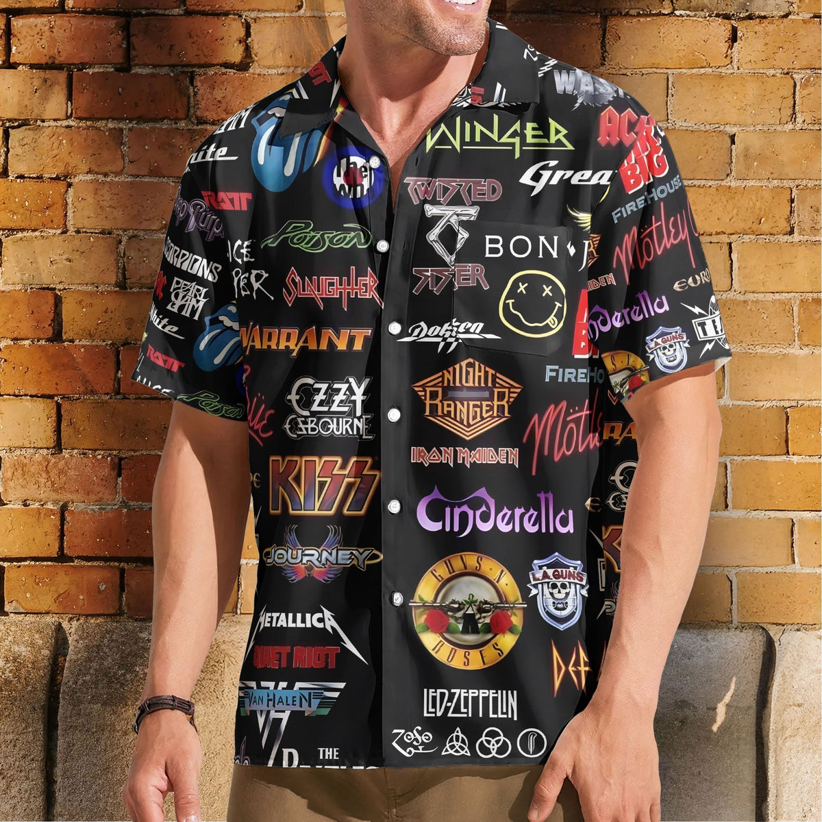 Rock Band Unisex Hawaiian Shirt Retro Music Inspired Aloha Shirt