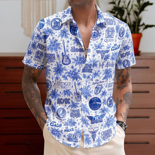 Classic Rock Legends Hawaiian Shirt Beatles Pink Floyd Nirvana Aloha Shirt Retro Music Unisex Shirt