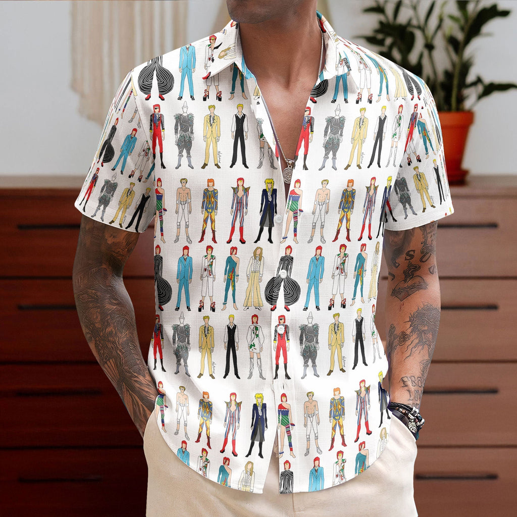 David Bowie Cartoon Character Hawaiian Shirt Retro Music Inspired Shirt