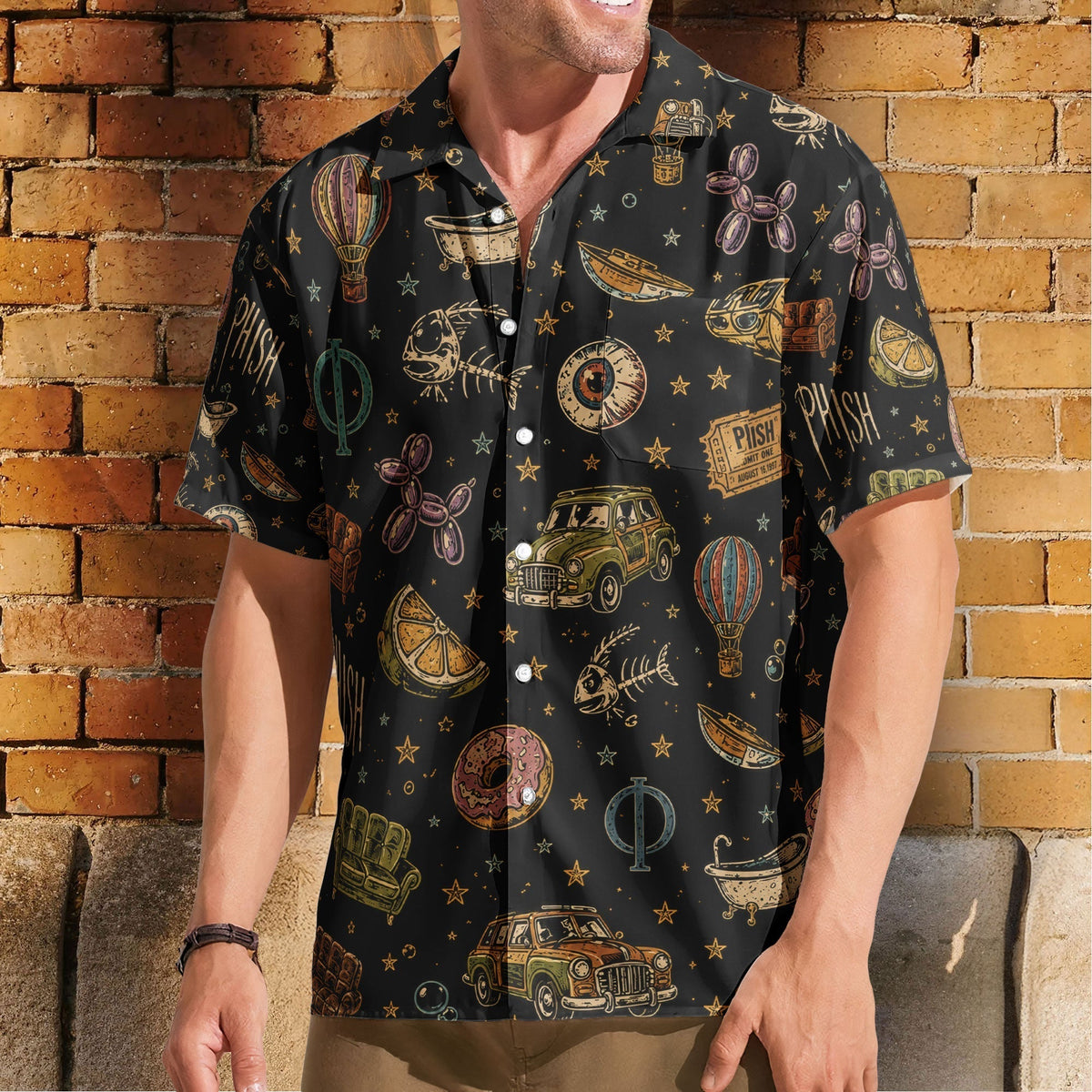 Phish Cosmic Donut Jam Band Graphic All-Over Print Hawaiian Shirt Retro Music Album Art Inspired Unisex Shirt