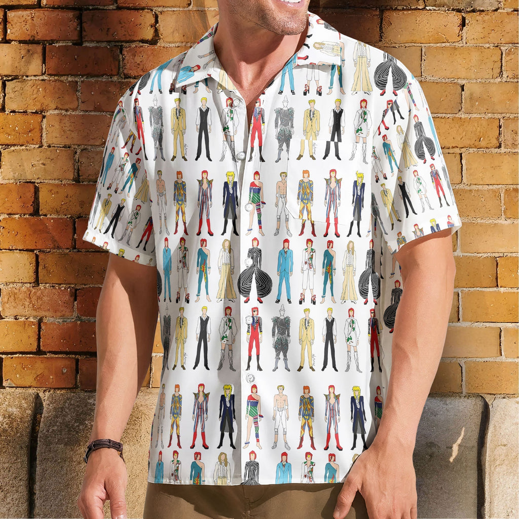 David Bowie Cartoon Character Hawaiian Shirt Retro Music Inspired Shirt