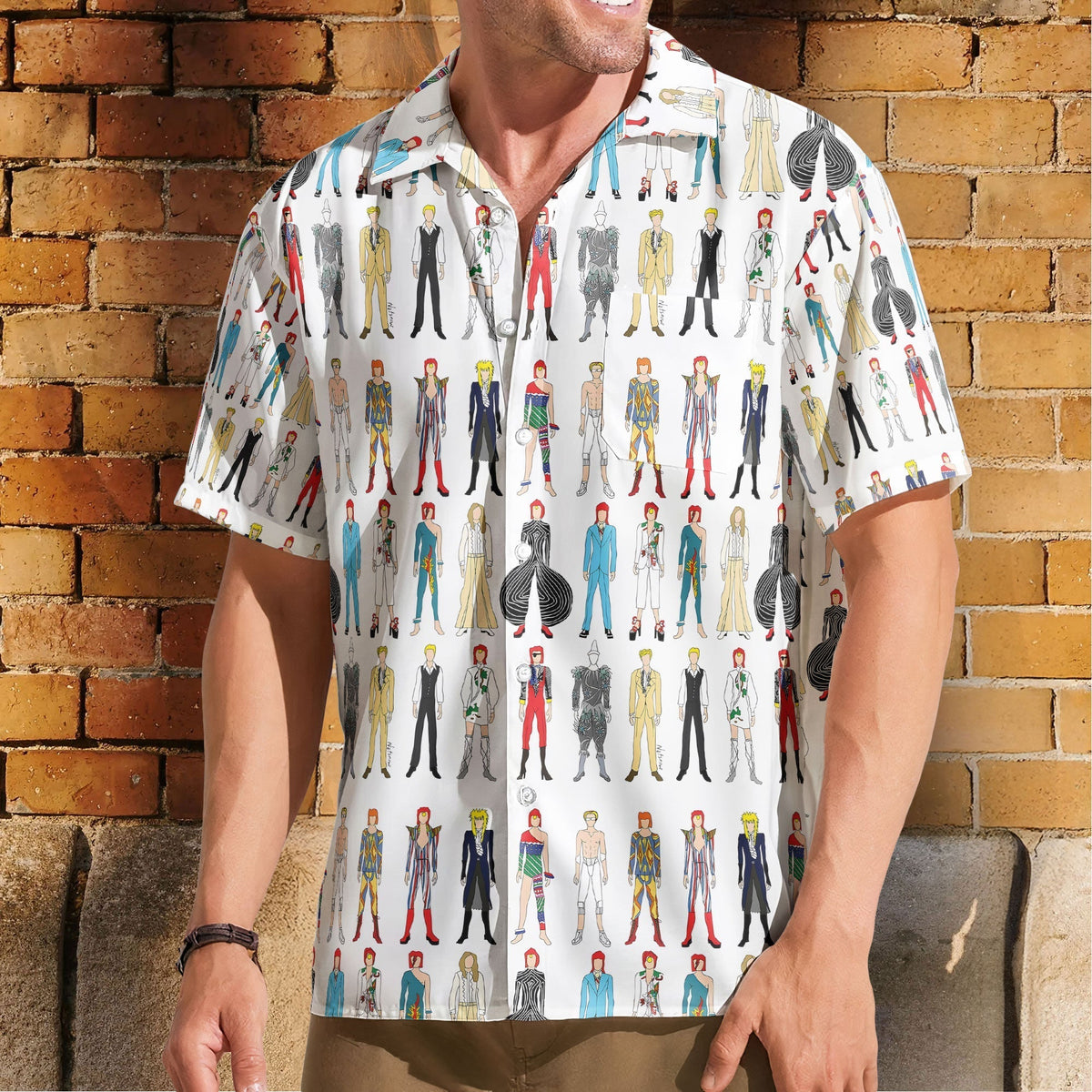 David Bowie Cartoon Character Hawaiian Shirt Retro Music Inspired Shirt