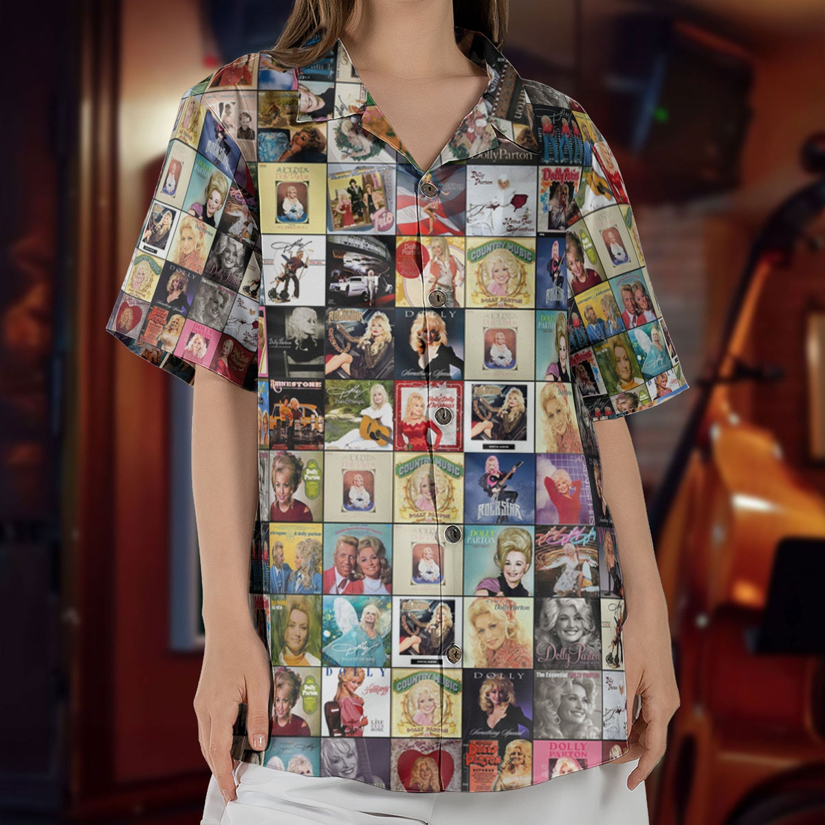 Dolly Parton Vintage Album Cover Collage Hawaiian Shirt Retro Music Album Art Inspired Unisex Shirt