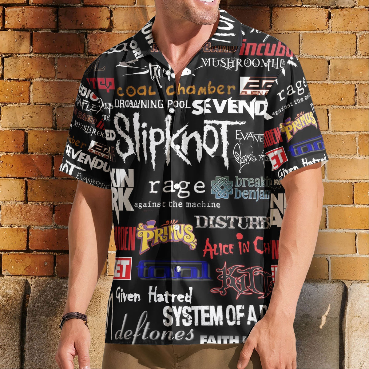 Famous Rock Music Bands Collage Hawaiian Shirt Retro Music Album Art Inspired Unisex Shirt