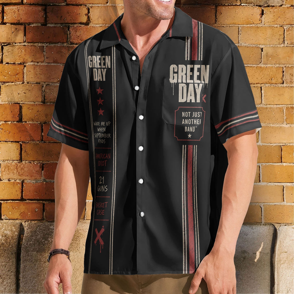 Green Day Luxury Design Hawaiian Shirt Punk Rock Inspired Black Hawaiian Shirt