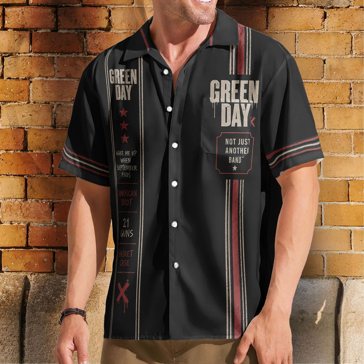 Green Day Luxury Design Hawaiian Shirt Punk Rock Inspired Black Hawaiian Shirt