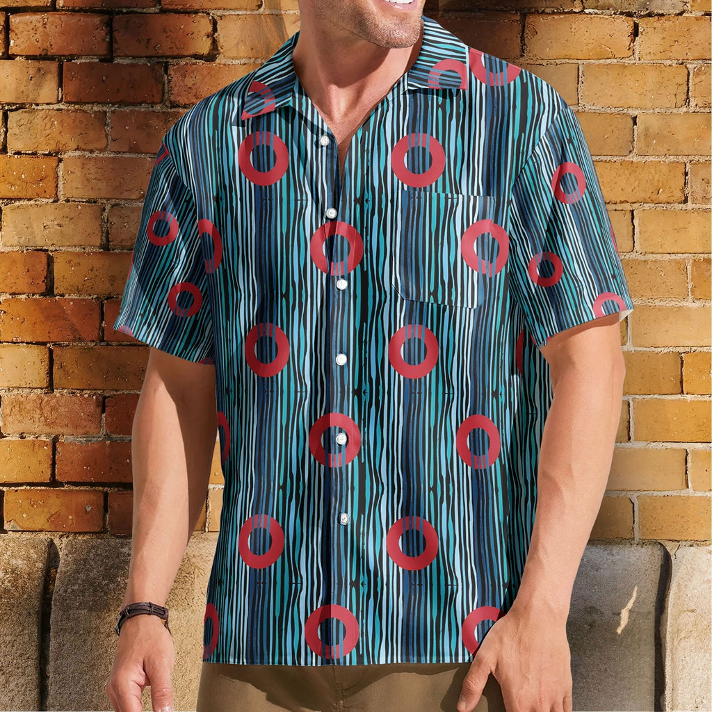 Phish Red Circle Donut Wave Inspried Unisex Hawaiian Shirt Retro Music Button-Up Shirt