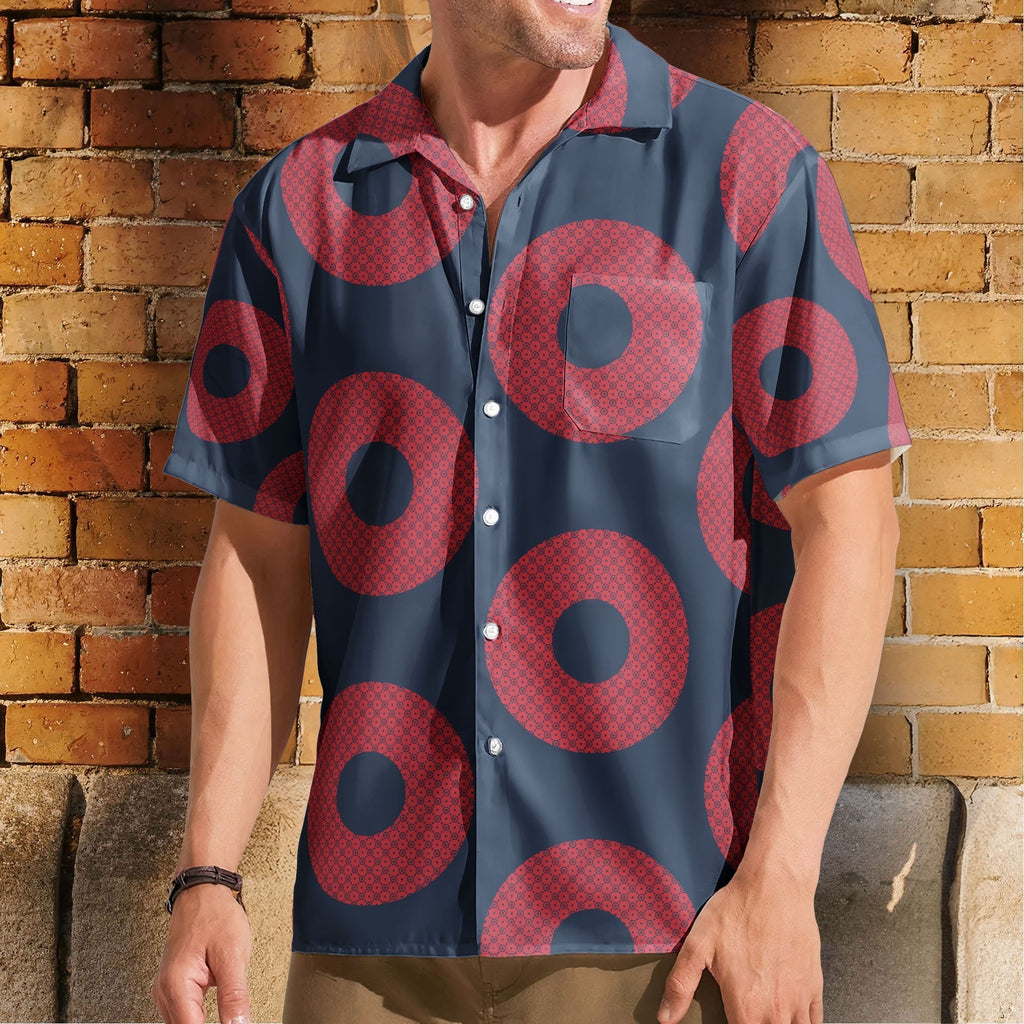 Large Red Phish Fishman Donut Inspried Unisex Hawaiian Shirt Retro Music Button-Up Shirt