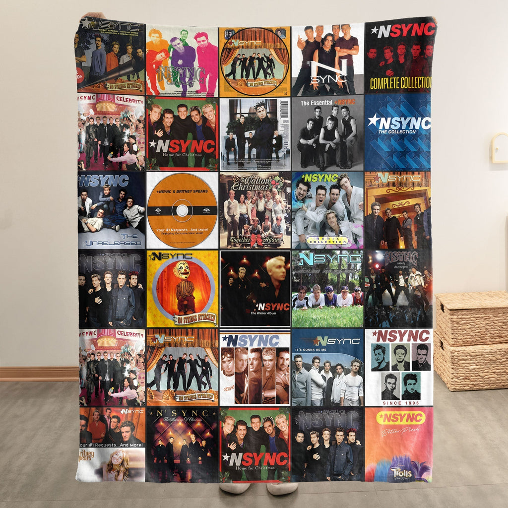 NSYNC Sherpa Blanket Ultimate Boy Band Album Cover Collage Gift