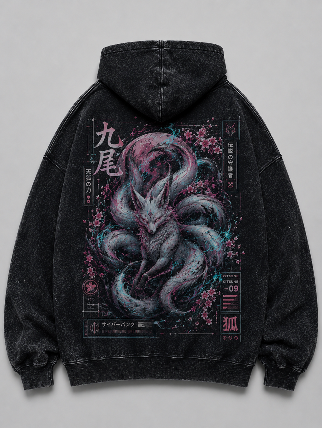 Nine Tailed Kitsune Japanese Inspired Oversized Hoodie