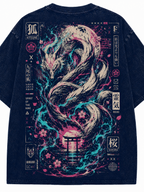 Nine Tailed Fox Sakura Cyberpunk Streetwear Vintage Tee