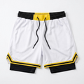 White Black Yellow 2-in-1 Performance  Shorts