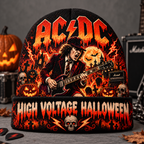 AC/DC Lightning Guitar Graphic Print Knit Beanie for High Voltage Halloween Nights NDN 2
