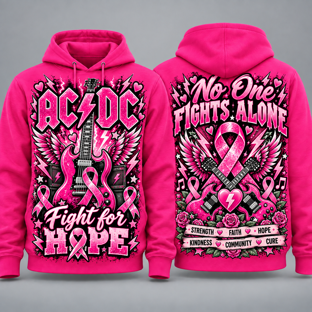 AC/DC Pink Ribbon Fight for Hope Hoodie NY 1