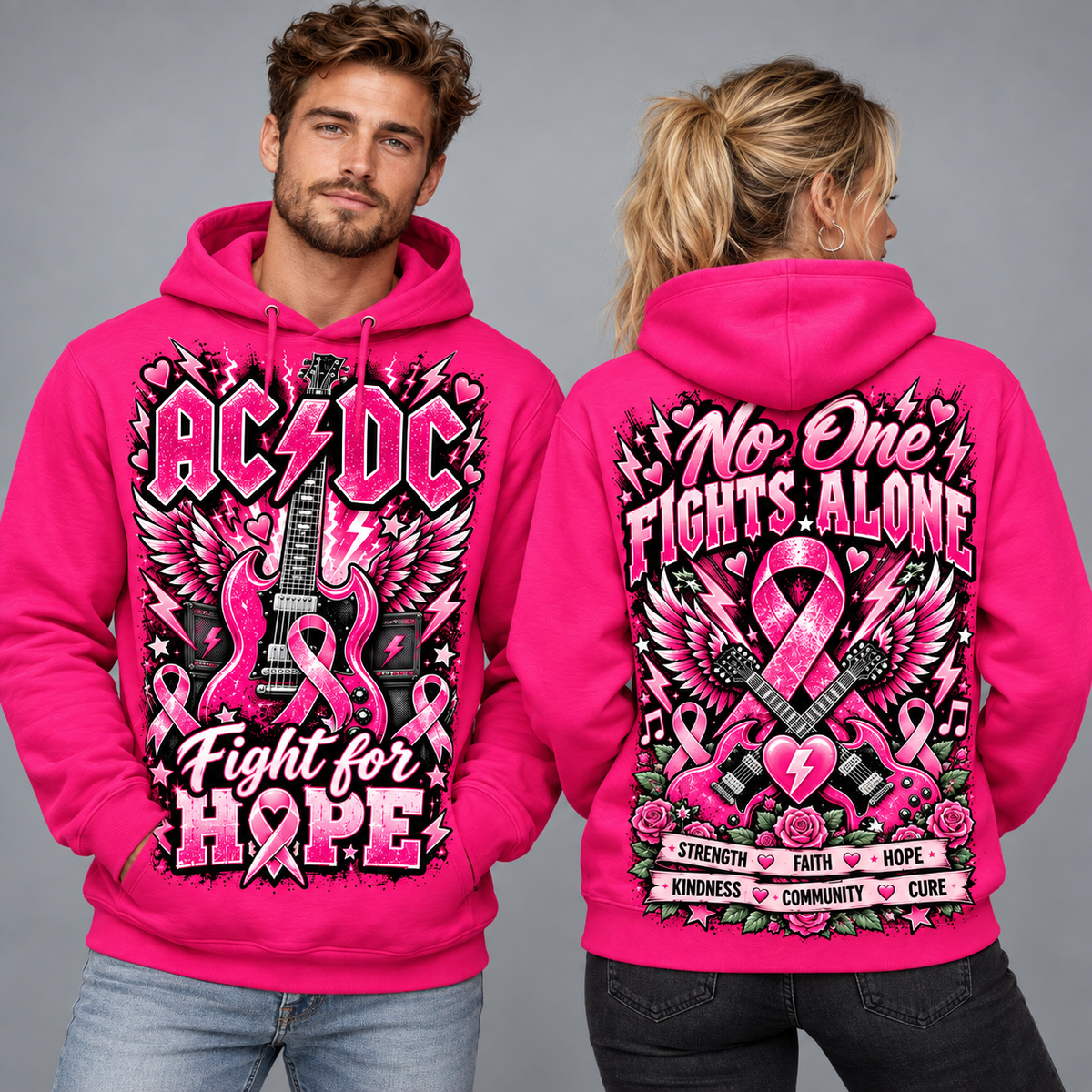 AC/DC Pink Ribbon Fight for Hope Hoodie NY 2
