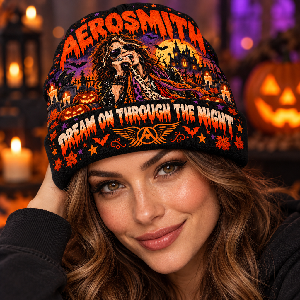 Aerosmith Castle Mic Graphic Print Knit Beanie for Dream On Halloween Horror Nights NDN 3