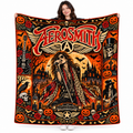 Aerosmith Winged Logo And Scarf Guitarist Fleece Blanket For Halloween Rock Nights NDN 1