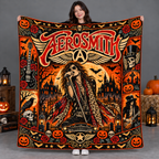 Aerosmith Winged Logo And Scarf Guitarist Fleece Blanket For Halloween Rock Nights NDN 2