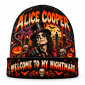 Alice Cooper Nightmare Portrait Graphic Print Knit Beanie for Halloween Horror Nights NDN 1