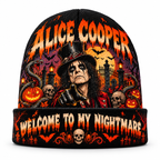Alice Cooper Nightmare Portrait Graphic Print Knit Beanie for Halloween Horror Nights NDN 1